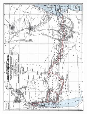 Kort over Stanleys rute i Afrika af Henry M. Stanley